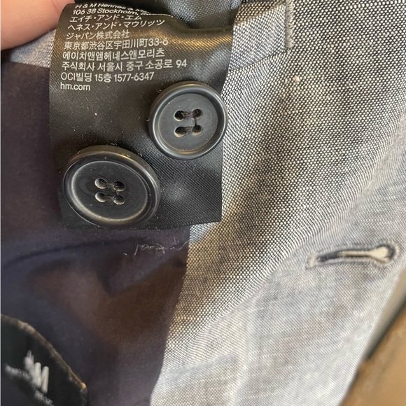 H&M Men's Gray Skinny Fit Linen-Blend Blazer - Size 36R - Picture 11 of 13